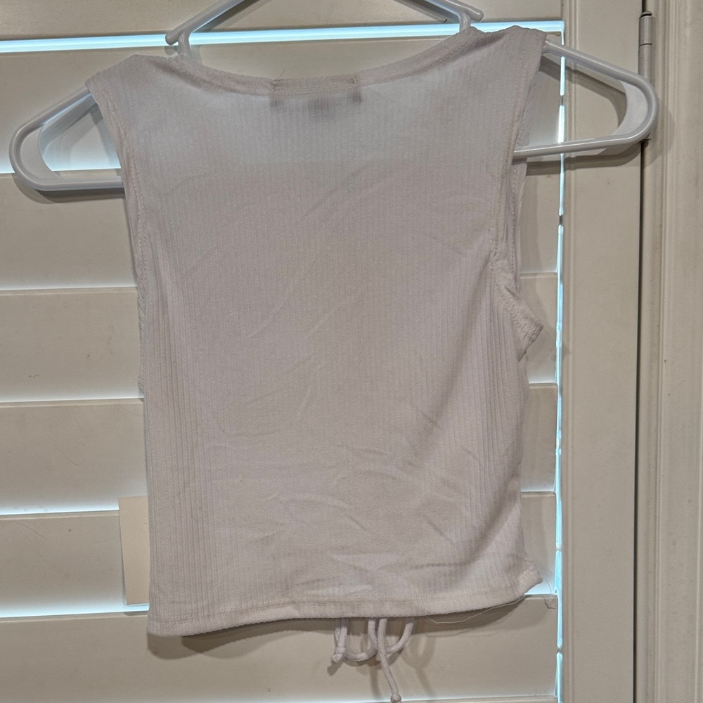 Vibe White Ruched Tank Top - Picture 5 of 5